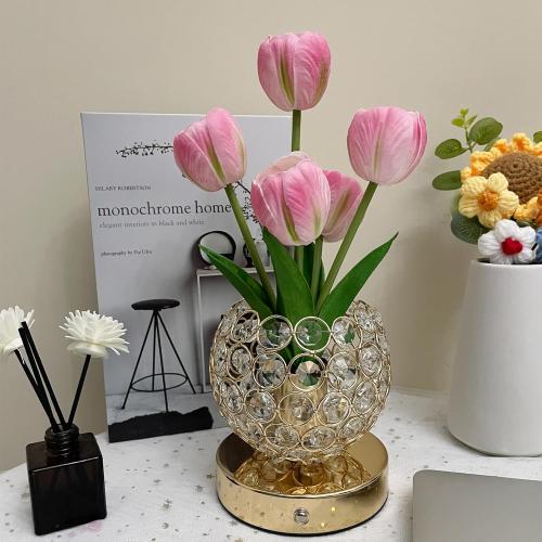 Tulip Lamps, Flower Table Lamp with USB Charging, Touch Lam LED Analog Tulip Night Light with Vase, Gift for Mom for Mothers Day,Xmas,Birthday (Pink)
