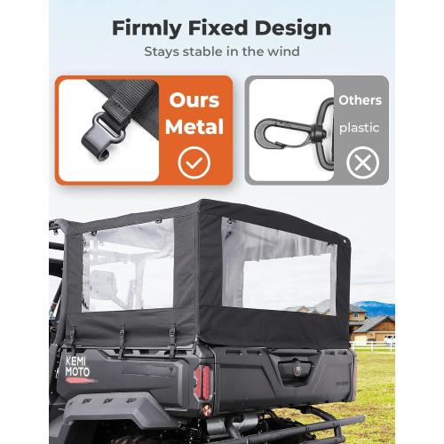 KEMIMOTO UTV Soft Cargo Camper Bed Cover Rack Compatible with Can-Am Defender & Defender Max 2016-2025 Rear Camper Top Canvas Cover Accessories