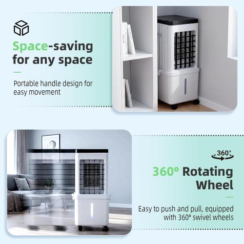 Evaporative Air Cooler, Portable Swamp Cooler for Home with 4 Wind Modes | 3.5-Gallon Water Tank, 3 Speeds, 120° Swing & 45 dB Low Noise Cooling with 4 Ice Packs for Bedroom, Office & Indoor Use