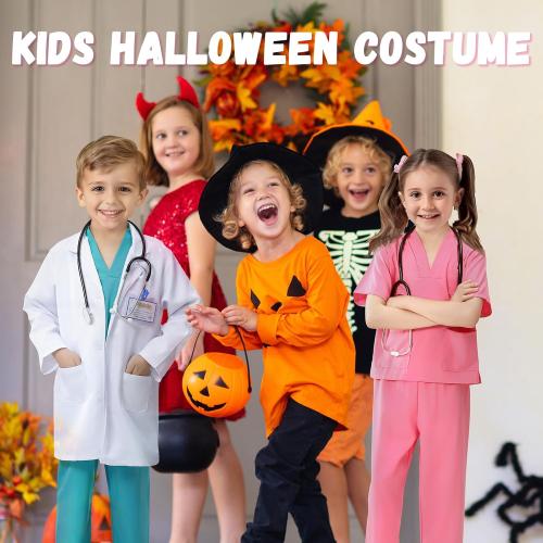 Doctor Costume for Kids - 7Pcs Kids Dress Up Set, Toddler Halloween Costumes for Girls Boys, Doctor Pretend Play Kit