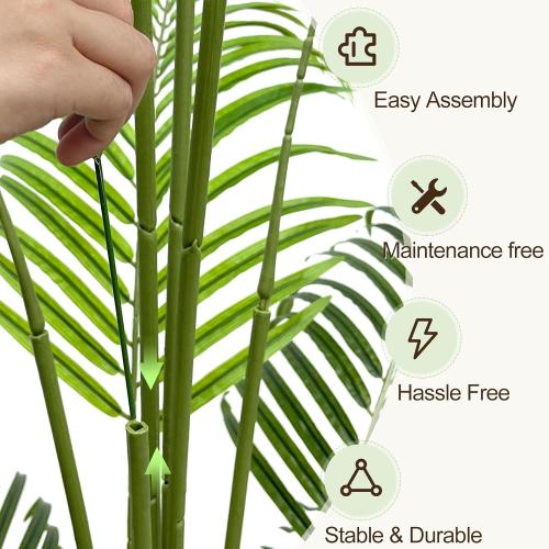 Artificial Palm Tree 4ft Tall Fake Indoor Decor with 13 Trunks and Real Bark Design Faux Tropical Areca Silk Floor Plant in Pot for Home Office Living Room Bedroom 1pcs