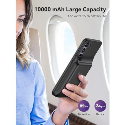 Black NEWDERY Battery Case  Qi Wireless Charging, Fast Charging, Sync Data Supported, Powerful Portable Rechargeable Charger Case  Black