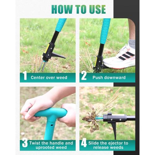 Breeze Touch 39 Weed Pulling Tool, 3-Claw Detachable Weed Puller Tool with Long Handle, Heavy Duty Stand Up Weeder Weeding Tool for Lawn, Yard, Garden, Crabgrass, Dandelion Picker, Weed Remover