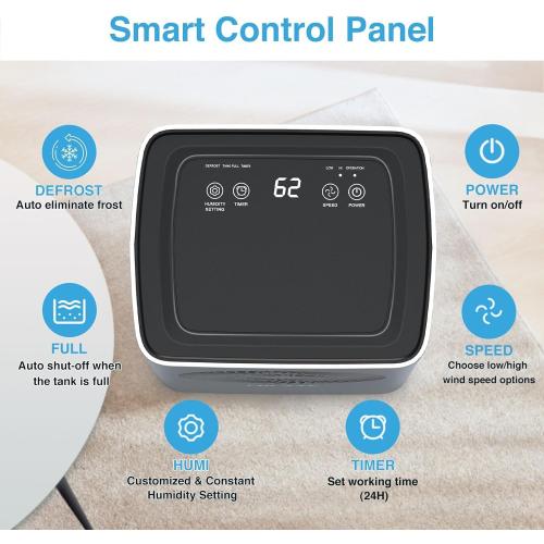 Dehumidifier,1500 Sq. Ft 21 Pint Dehumidifier for Basement with Drain Hose for Home Large Room Bathroom Bedroom - Smart Humidity Control, 24H Timer, Auto Manual Drain, 3 Modes