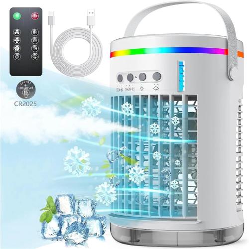 Portable. Portable Air Cooler Cooling Fan Air Conditioner Fan With 7 Colors Light USB Powered .Tabletop