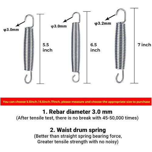5.5inch/6.5inch/7inchTrampoline Springs Heavy Duty Stainless Steel Replacement Trampoline Replacement Parts, Weather-Resistant, Includes Tool and Gloves, Universal Trampolines Spring Tool