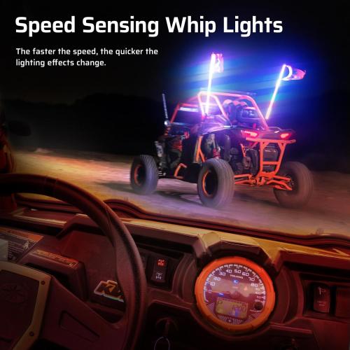 Ehaho 2 Pack 3FT LED Whip Light with Speed Sensing, Whip Lights with Spring Base, Tri-Sided RGB Illuminated Whip Light with Rocker Switch, App & Remote Control for UTV ATV Polaris RZR SXS Can-Am Truck