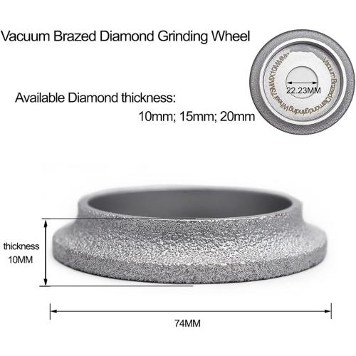 2 pc 75mmx10MM Vacuum Brazed Diamond Grinding Wheel For -bullnose Edge Profile Dia 3 Inch Grinding Disc
