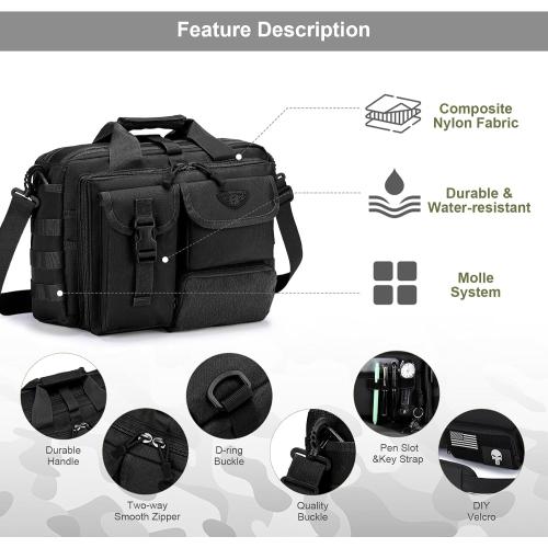 Stypos Tactical Messenger Bag,14inch/15.6inch/17.3inch Briefcase for Man Military Laptop Bag, Flight Work Bags for Pilots