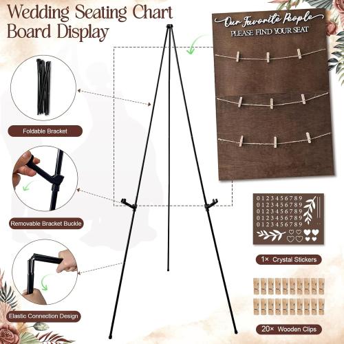 OurWarm Seating Chart for Wedding Reception Display, 23.6x15.7 Inch Rustic Wooden Wedding Seating Chart Board, Find Your Seat Wedding Signs for Reception Decor, Fits Display 4x6 Inch Cards
