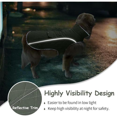 Malier Dog Winter Coat, Windproof Dog Cold Weather Coats with Real Pocket, Winter Extra Warm Pet Coat Fleece Jacket Reflective Clothes for Small Medium Large Dogs and Puppy (Green, XX-Large)