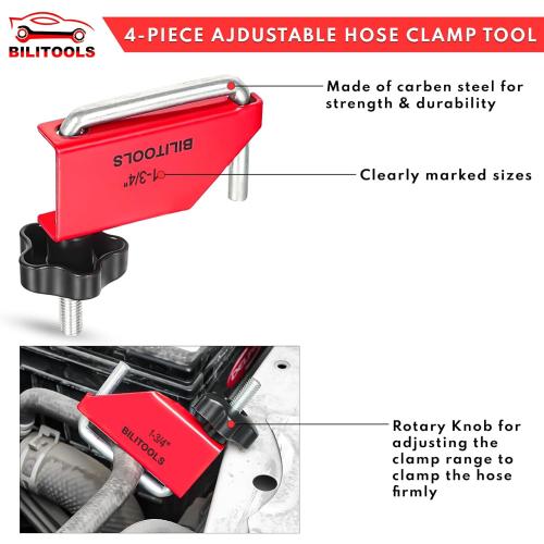 BILITOOLS 4 Piece Hose Pinch Off Pliers Clamp Pliers for Flexible Fuel Line Coolant Radiator Brake Hoses Clamp Tool etc, Without Damaging the Line