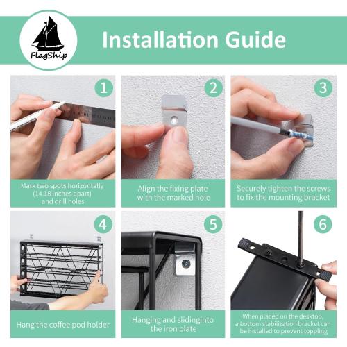 FlagShip K Cup Holder Drawer 3 Tier Coffee Pod Holder for K Pod Save Space Countertop Kitchen (24 Pods Capacity)