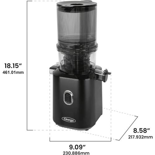 Omega Cold Press Juicer – Slow Masticating Hands Free Juicer Machine for Vegetables and Fruits with Wide Mouth Hopper for Whole Recipe Batch Juicing, Time Saving Series, Easy to Clean, 150-Watt Motor