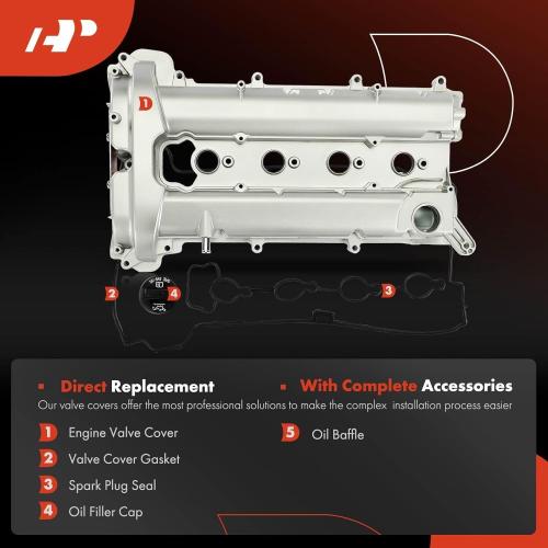 A-Premium Engine Valve Cover Compatible with Chevy GMC Buick 2.4L - 2010-2017 - Equinox Terrain Malibu Captiva Sport Impala LaCrosse Regal Verano Orlando, with Gasket & Cap, Replace # 12610280