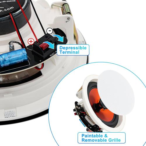 STUDIOFINIX 8-Inch Bluetooth Ceiling Speaker System with A 2-Channel Wall Amplifier,400W Max Power Output Pair - Perfect for Clear Sound in Living Room, Office, Kitchen, Basement & Covered Patio