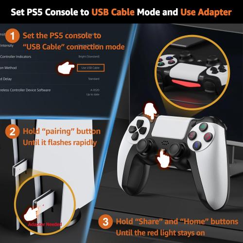IWGAME Controller for PlayStation-5, Compatible with PS-5/PS-5 Pro/PS-4/ PC, Wireless Controllers Supports Adjustable Turbo, Remap, Hall Effect, Gaming Controller for PS-5 Games (2.4G Adapter Required)