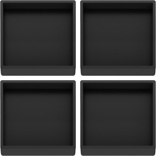 Furniture Coasters Caster Cups Rubber 3.5 inch Square No Slip Pads Hardwood Floors Protectors-for Furniture Legs Sofa Bed Piano Chair Feet Prevent Sliding Stoppers (4, Black Square 3.5 inch)