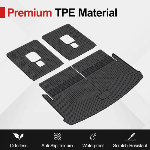 HOUCLEMIC Cargo Mat for 2021-2024 2025 Jeep Grand Cherokee L, All Weather TPE Rear Cargo Liner Trunk Mat with 3rd Row Seatback Cover for Jeep Grand Cherokee L Accessories