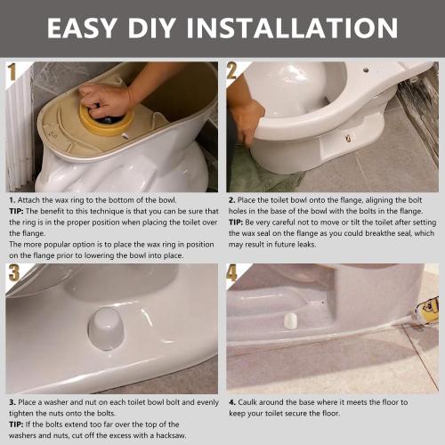 Wax Ring & Brass Bolts for Toilet Bowls Reinforced with Polyethylene Flange, Toilet Bowl Wax Gasket Seal for Floor Outlet Toilets New Install or Re-seat, Fits 3-inch or 4-inch Waste Lines