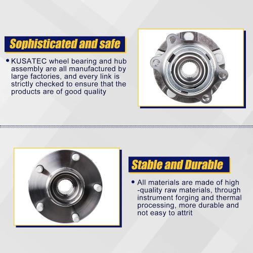 KUSATEC 513335 Front AWD Wheel Hub and Bearing Assembly Compatible with Infiniti Q40 Q50 Q60 Q70 QX50 QX70, G23 G35 G37, EX35 EX37, Infiniti FX 37 FX45 FX50, M35 M37 M45 M56, 5 Lug Bolts w/ABS