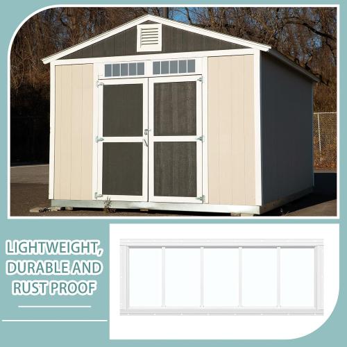 Tandefio 2 Pack 10'' X 29'' White Basement Garage Door Flush Mount Shed Window with Tempered Glass Household Windows with Screws for Chicken Coop Sheds Barns Playhouse