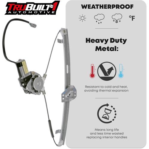 Power Window Regulator w/Motor Assembly Upgraded Metal, Rear Passenger Side - Compatible with 2003-2011 Honda Element, 2003-2008 Honda Pilot - w/ 2 Pin Plugs - OEM 72710-S9V-A01, 72710-S9V-A02