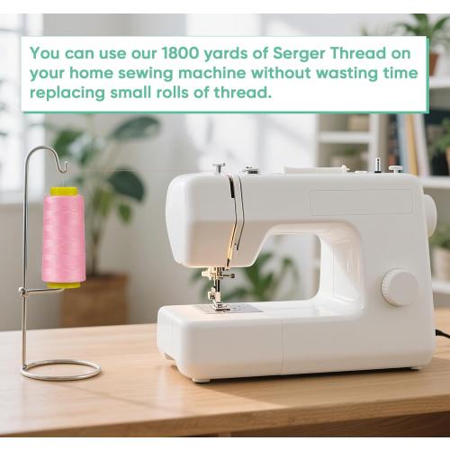 12 Pack Serger Thread Cones, 1800 Yards Each Spool Overlock Thread, PolyesterThread 40s/2 for Serger&Overlock, Quilting, Piecing, Sewing Machine