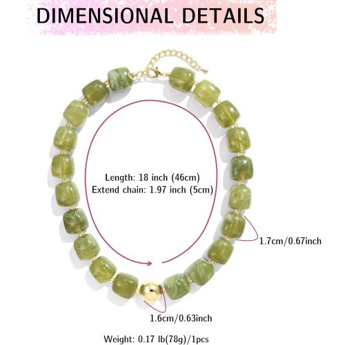Colorful Chunky Necklaces for Women Multicolored Large Square Resin Beads Necklace Trendy Bold Statement Beaded Necklace