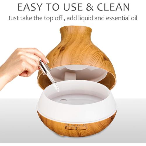 BZseed Aromatherapy Essential Oil Diffuser 550ml 12 Hours Wood Grain Aroma Diffuser with Timer Cool Mist Humidifier for Large Room, Home, Baby Bedroom, Waterless Auto Shut-off,7 Colors Lights Changing