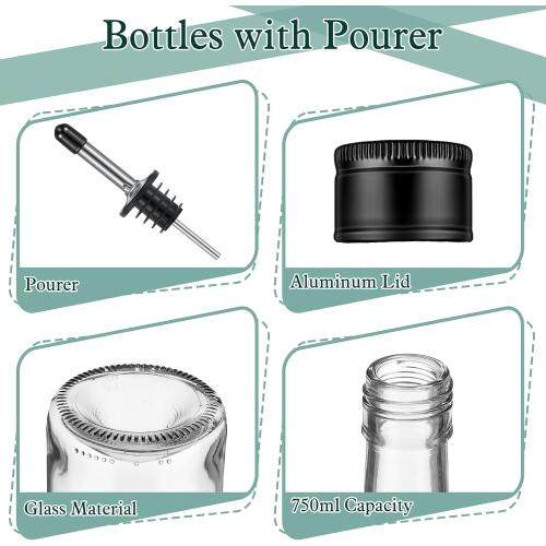 Maxdot 8 Pcs Syrup Bottle Long Neck Glass with Pour Spout, Liquor Syrup