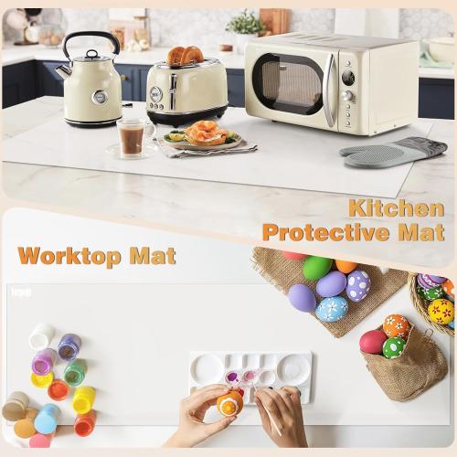 49.2 x 15.7 Large Silicone Mat for Kitchen Counter Protector, Cuttable Silicon Countertop Protector Mat Heat Resistant Mats for Countertop, Cut to Fit Placemat Ship Roll by Foepoge, Translucent