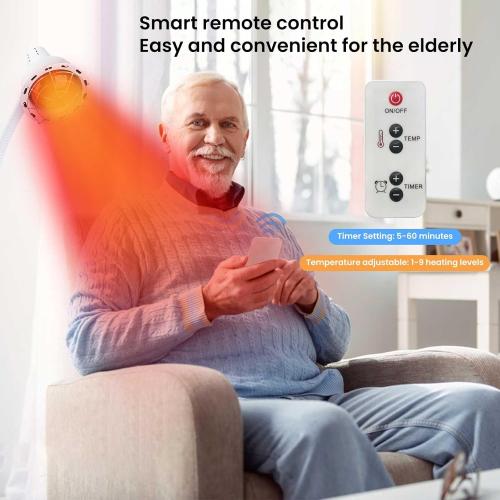 Infrared Light 275W Red Light Therapy Heat Lamp with Remote Control for Relieve Joint Pain and Muscle Aches, Adjustable Dimmable Red Light Standing Heat Lamp