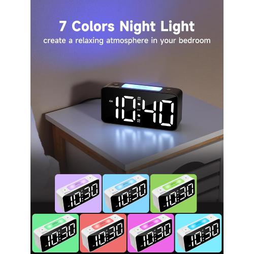 Cadmos 110dB Extra Loud Alarm Clock for Heavy Sleepers Adults, Cute Birthday Gift for Girls Teens Women, RGB Digital Clock with 7 Color Night Light, USB Charger, Bedside Clocks for Kids(Pink RGB)