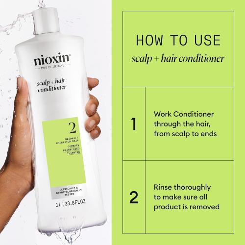 Nioxin System 2 Scalp   Hair Thickening Conditioner for Natural Hair with Progressed Thinning | Boost Hair Density with Niacinamide & Biotin | Refreshed Scalp with Healthy Shine