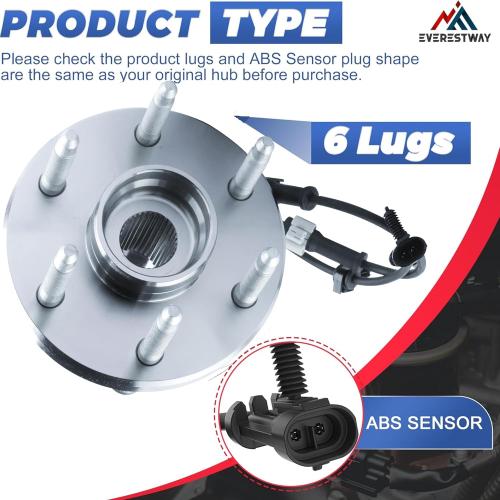 515036 Front Wheel Hub Bearing Assembly w/ABS Compatible for 1999-2007 Chevrolet Silverado 1500 4WD & GMC Sierra 1500 4WD Compatible with 00-06 GMC Yukon XL 1500 AWD 2 PCS
