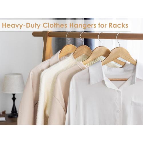StorageWorks Wooden Hangers 20 Pack, Wood Coat Hanger for Coats, Shirts, Jackets, Pants, Suits, Black Color
