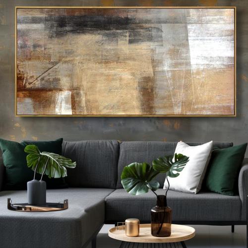 Wall Art Abstract Wall Decor Yellow Black Ink Canvas Painting Modern Artwork for Living Room Bedroom Dining Room Home Office Decor 30x60 with Framed