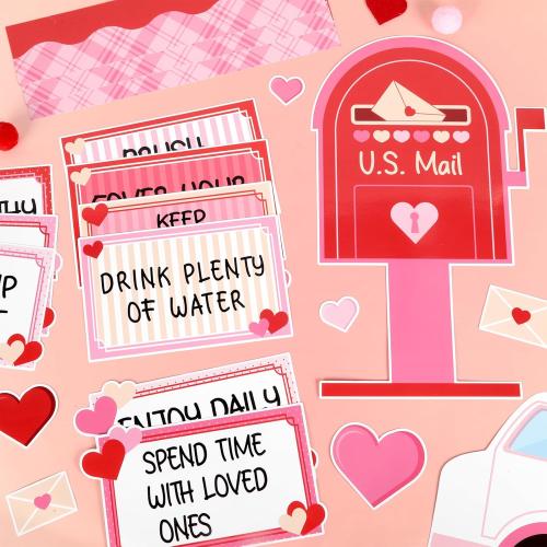 party greeting Valentine's Day Bulletin Board Set Valentines Special Delivery Classroom Decorations Heart Mailbox Paper Cutouts Bulletin Board for School Home Nursery Chalkboard Wall Door Supplies