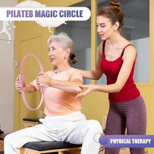 Pilates Ring, 13.5/12 Silicone Magic Circle with Training Poster & Portable Bag, Pilates Ring Circle for Inner Thigh Workout, Yoga, Lose Weight & Physical Therapy for Women
