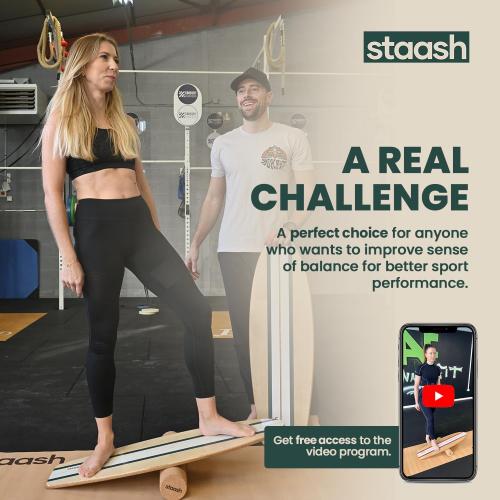 STAASH® Balance Board – Starter (Board   Roller) or Full Kit (w/Mat, Ball & Disc) – Core Balance Trainer for Fitness, Rehab, Surf – Free Coaching Videos