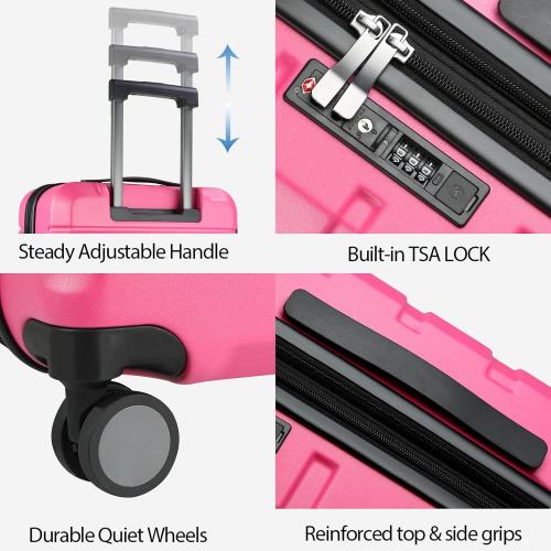 Pink 20 KROSER Hardside Expandable Carry On Luggage with Spinner Wheels & Built-in TSA Lock, Durable Suitcase Rolling Luggage with USB Port, Carry-On 20-Inch Magenta