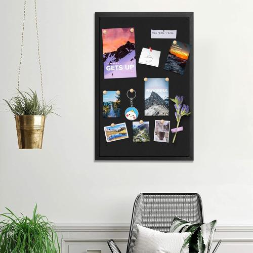 Miratino Large Bulletin Board, 36 x 24 Black Cork Boards for Walls with Frame, Pin Display Board Vision Board for Home School Office Decor