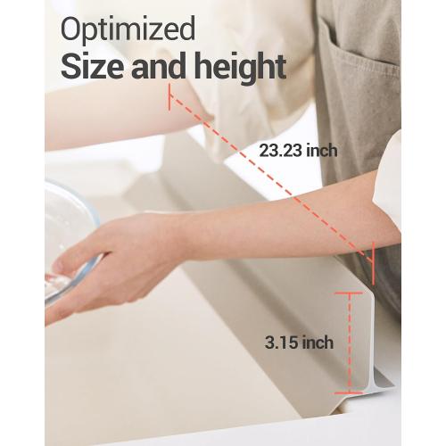 Size 23 inches Color Grey 100% Premium Silicone Kitchen Sink Splash Guard - Non Slip Strong Suction, Durable, and Easy-to-Clean Splash Protector for Mess-Free Cooking and Dishwashing (Gray)