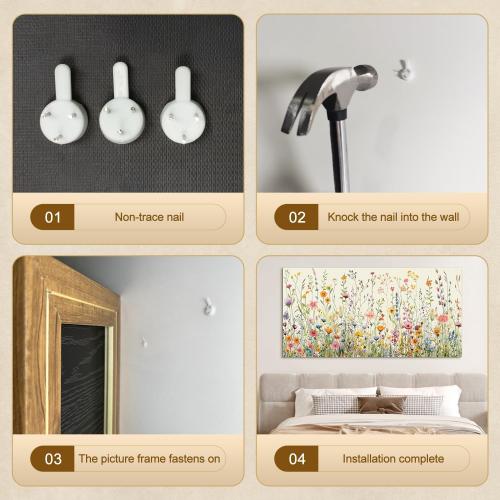 HPINUB Colorful Flower Framed Canvas Wall Art Set, Watercolor Daisy Floral Wall Decor, Wildflower Green Leaf Wall Painting, Multicolour Botanical Art Print for Living Room, Bedroom, Office - 20x40