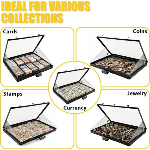 34 x 22 Card Display Case,Black Aluminum Lockable Trading Card Case with Handle,Trade Show Display Case for Sports Card/TCG/Jewelry Collection (Black)