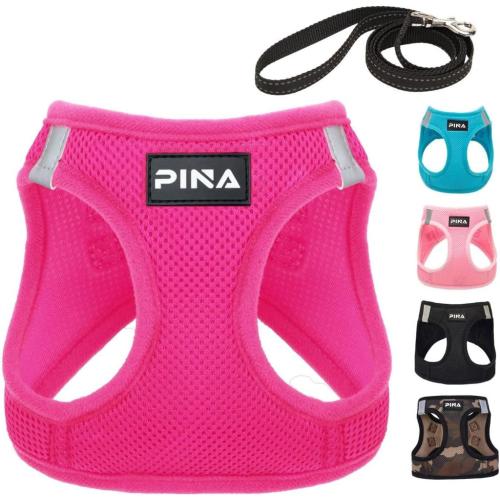 Size S PINA Dog Harness for Small Dogs No Pull, Small Dog Harness and Leash Set, No Choke Breathable Mesh Dog Vest Harness, Lightweight Adjustable Small Medium Dog Harness - Easy to Put On and Take Off