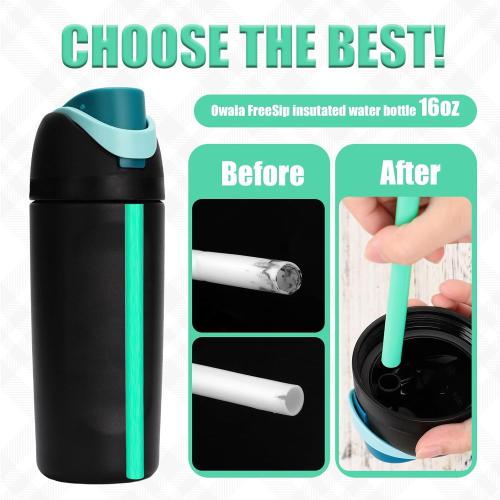 6pcs Straw Replacements for Owala FreeSip Kids 16 oz, Plastic Straws Reusable with Cleaning Brush Tumbler Cup Accessories Parts Compatible with Owala Water Bottle