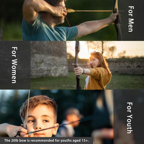 Recurve Bow and Arrow Set for Adults & Youth 20 30 40lb, Takedown Archery Kit for Beginners Right & Left Handed Outdoor Target Practice & Training