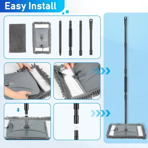 Wall Cleaner Mop with Long Handle, Wall Dust Cleaning Mop for Washing Walls with 2 Microfiber Reusable Pads,Floor Dry Wet Dust Mops for Wall Washer, Floor,Ceiling Cleaner